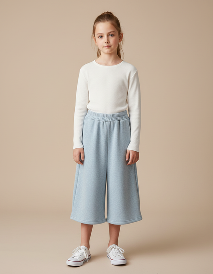 Pantalon Jupe Bleu Ciel Ample Décontracté Polaire Épais - Molleton