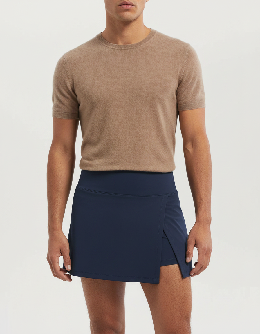 Pantalon Jupe Bleu Marine Sportif Court Homme - Polyester