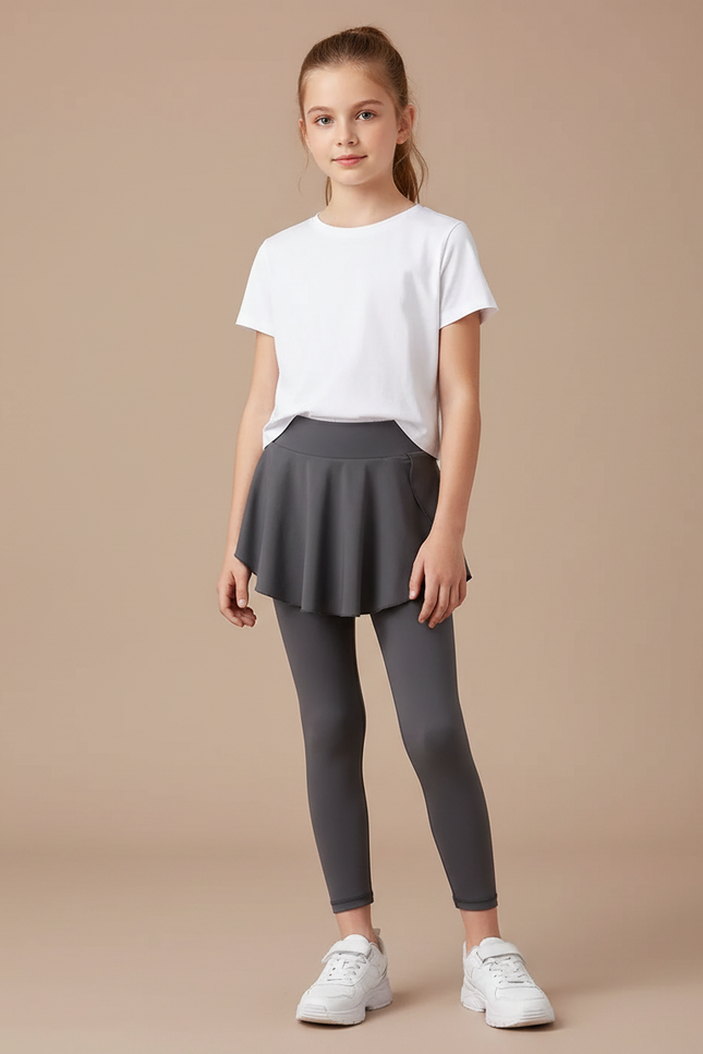 Pantalon Jupe Gris Sportif Fille Intégré Confortable - Polyester