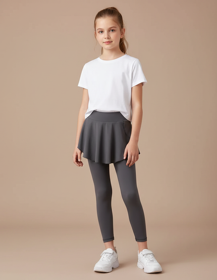Pantalon Jupe Gris Sportif Fille Intégré Confortable - Polyester