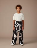 Pantalon Jupe Noir Imprimé Fluide Ample Enfant - Viscose