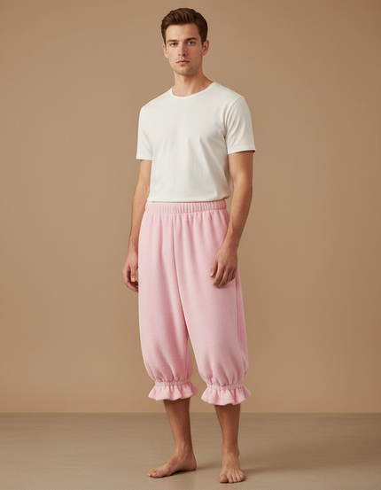 Pantalon Jupe Rose Polaire Ample Volants Homme - Molleton