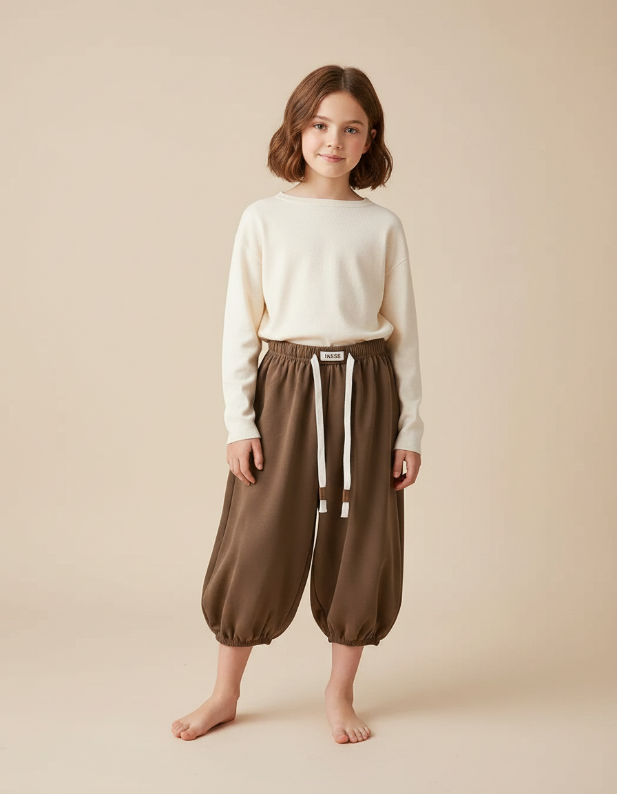 Pantalon Jupe Marron Ample Coton Confortable Enfant - Molleton