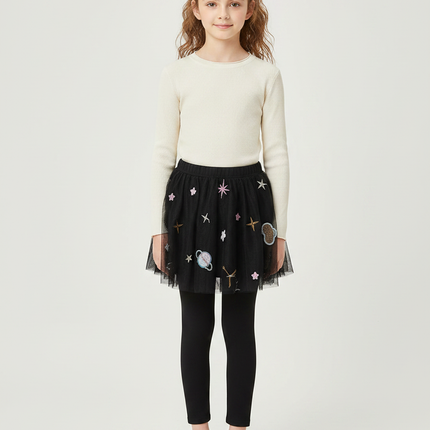 Pantalon Jupe Noir Tulle Étoiles Planètes Enfant - Maille