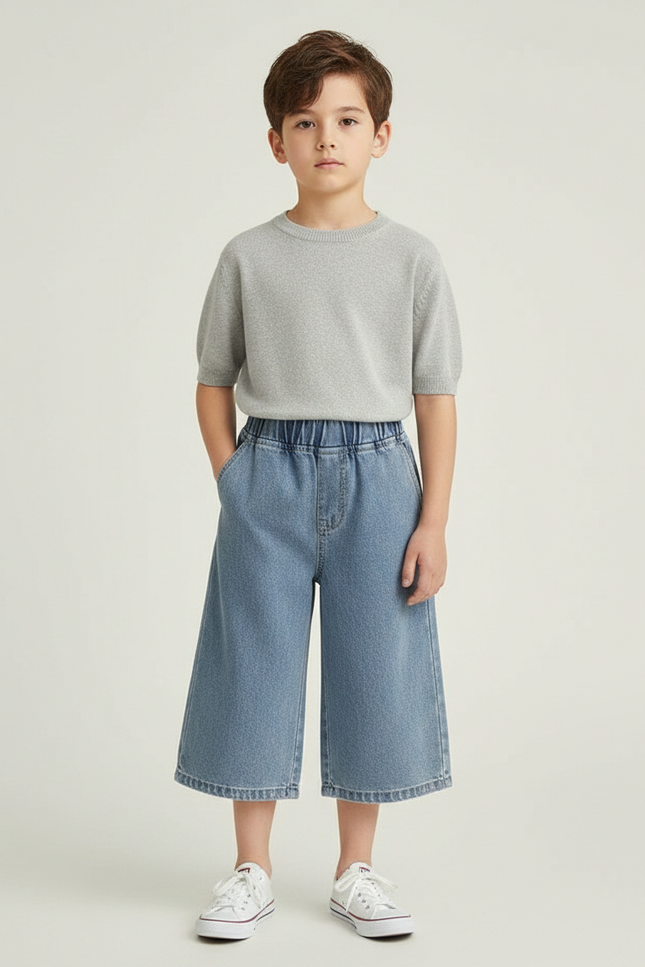 Pantalon Jupe Denim Bleu Ample Décontracté Enfant - Jean