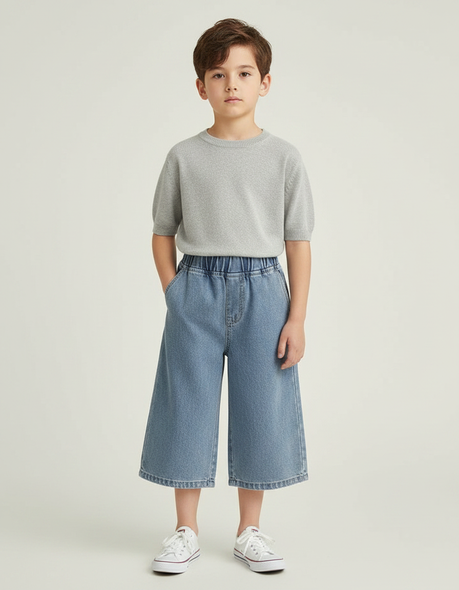 Pantalon Jupe Denim Bleu Ample Décontracté Enfant - Jean