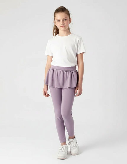 Pantalon Jupe Enfant Violet Coton Confortable Volants