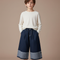 Pantalon Jupe Jean Bleu Large Patchwork Décontracté - Marine