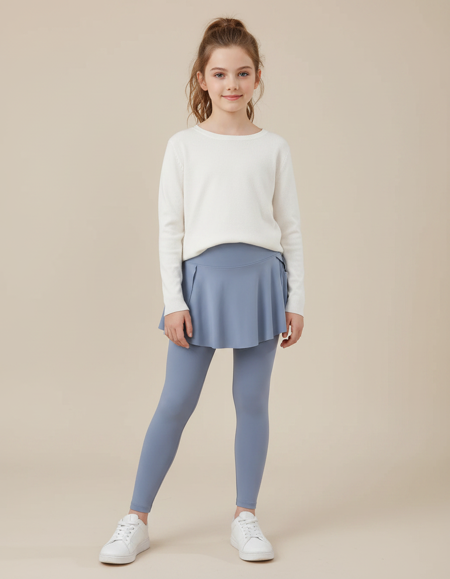Pantalon Jupe Bleu Ciel Plissé Confortable Fille - Polyester