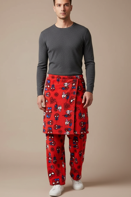 Pantalon Jupe Rouge Polaire Spider-Man Doux Décontracté - Molleton