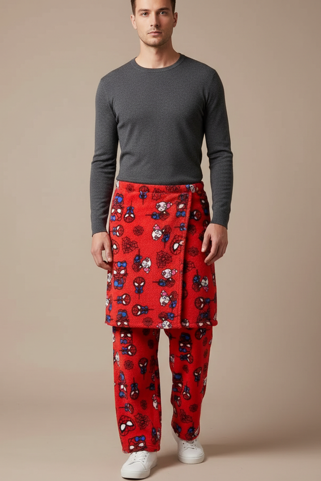 Pantalon Jupe Rouge Polaire Spider-Man Doux Décontracté - Molleton