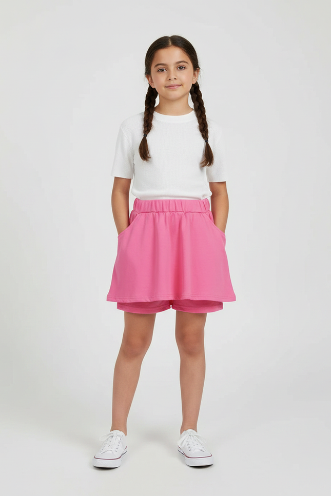 Pantalon Jupe Rose Évasé Sportif Confortable Enfant - Molleton