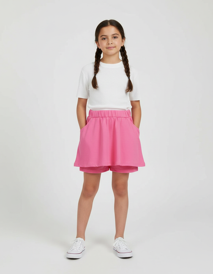 Pantalon Jupe Rose Évasé Sportif Confortable Enfant - Molleton
