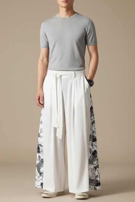 Pantalon Jupe Blanc Ample Koi Coton Homme - Viscose