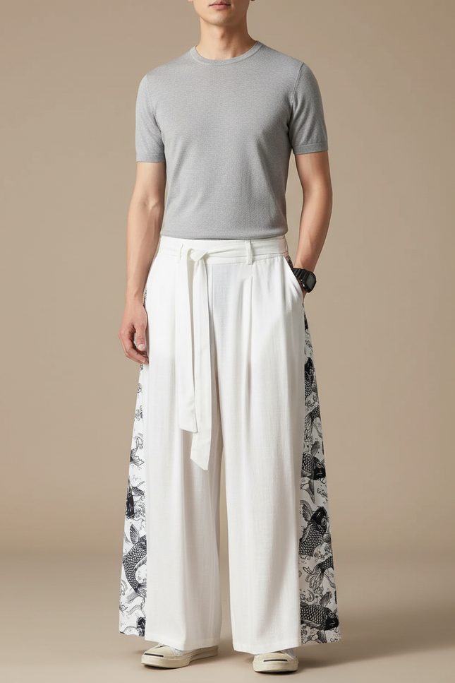 Pantalon Jupe Blanc Ample Koi Coton Homme - Viscose