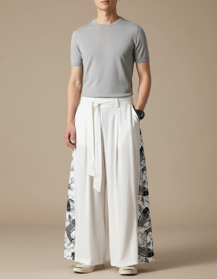 Pantalon Jupe Blanc Ample Koi Coton Homme - Viscose