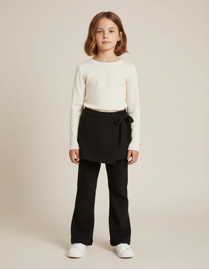 Pantalon Jupe Noir Côtelé Évasé Enfant - Maille