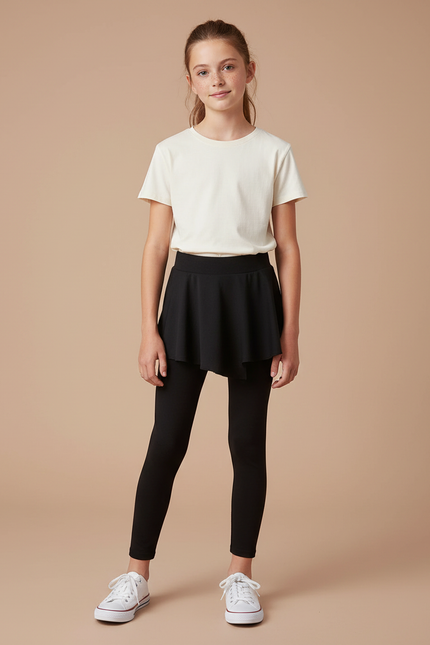 Pantalon Jupe Noir Sportif Fille Intégré Confortable - Polyester