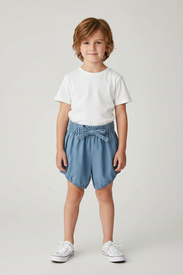 Pantalon Jupe Denim Bouffant Coton Enfant Léger - Bleu Jean