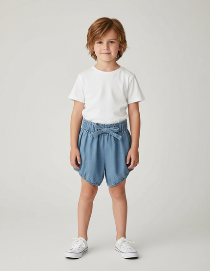 Pantalon Jupe Denim Bouffant Coton Enfant Léger - Bleu Jean