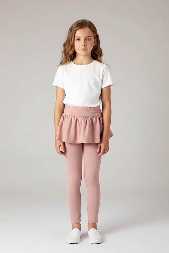 Pantalon Jupe Rose Fille Coton Intégré Confortable