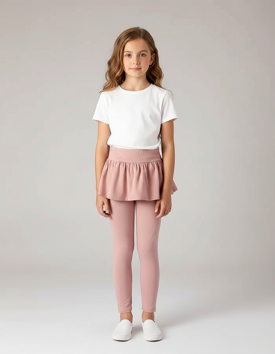 Pantalon Jupe Rose Fille Coton Intégré Confortable