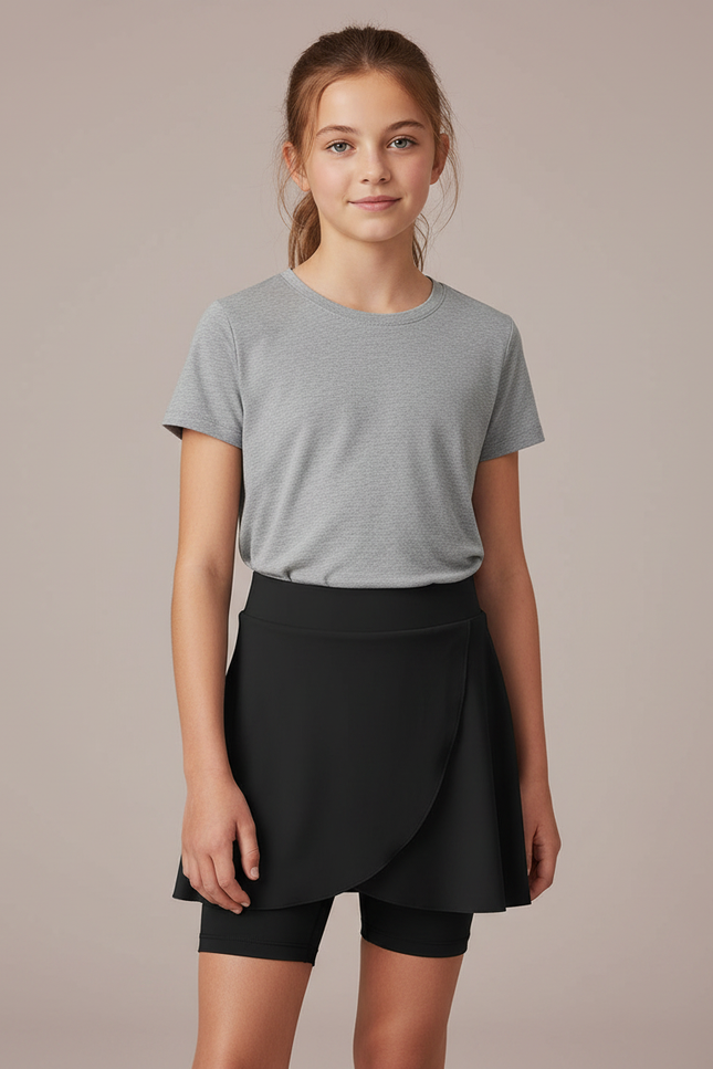 Pantalon Jupe Noir Sportif Fluide Fille - Polyester