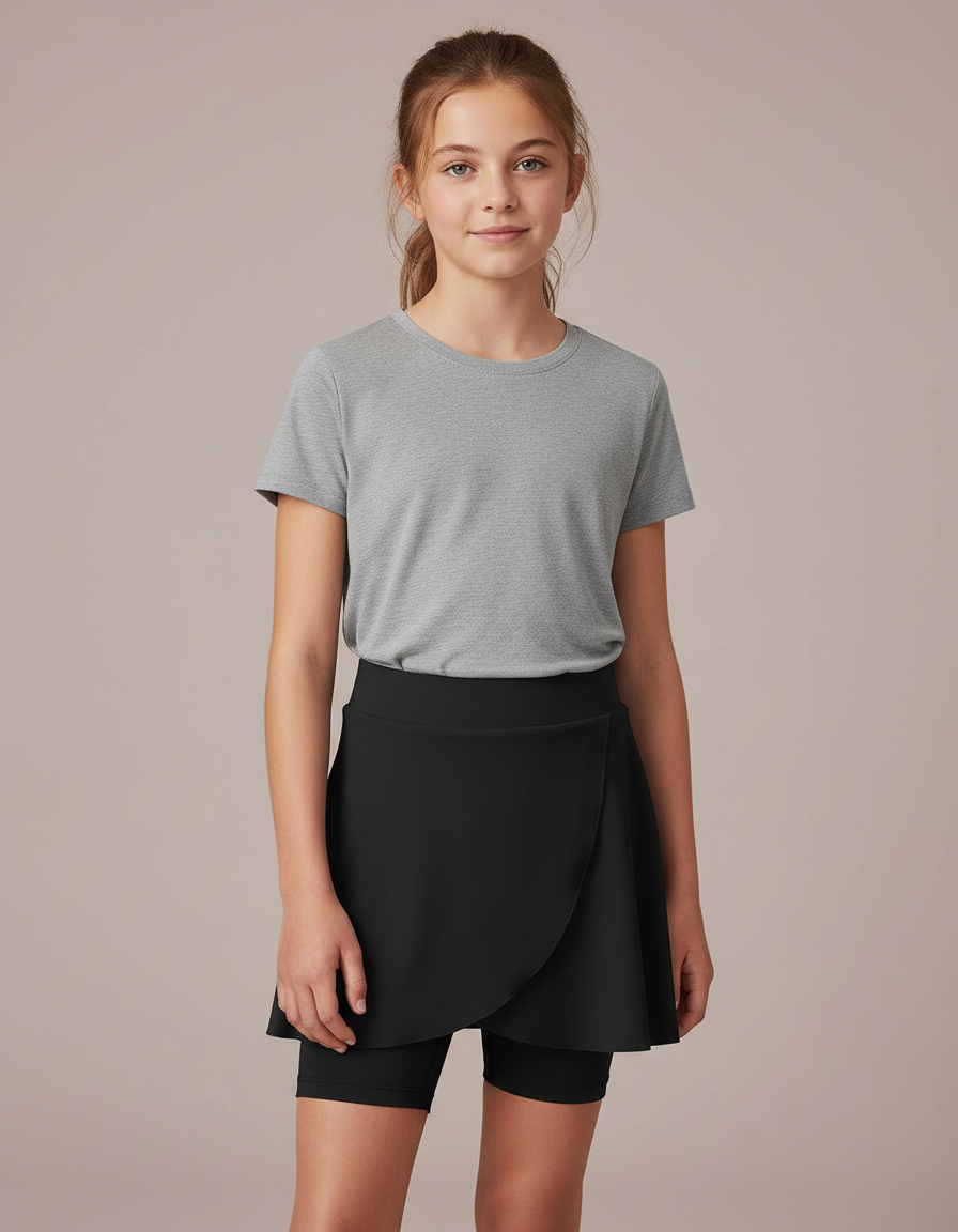 Pantalon Jupe Noir Sportif Fluide Fille - Polyester