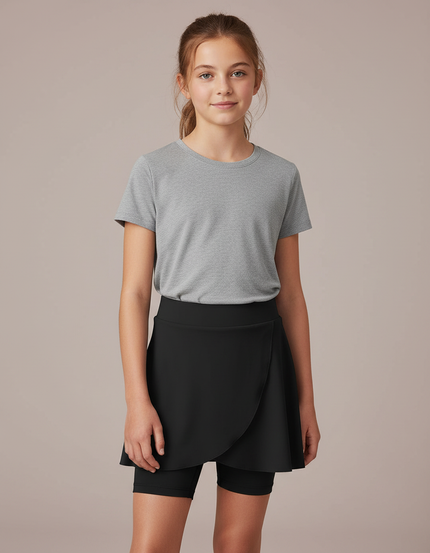 Pantalon Jupe Noir Sportif Fluide Fille - Polyester