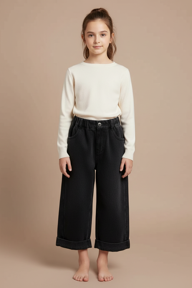 Pantalon Jupe Culotte Jean - Noir