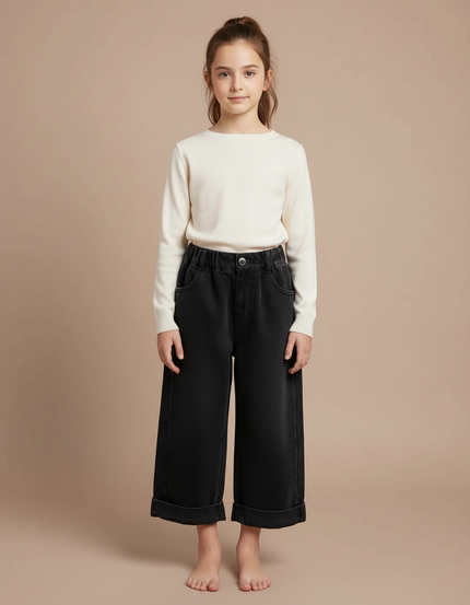 Pantalon Jupe Culotte Jean - Noir
