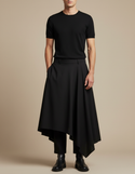 Pantalon Jupe Noir Asymétrique Fluide Élégant Homme - Polyester