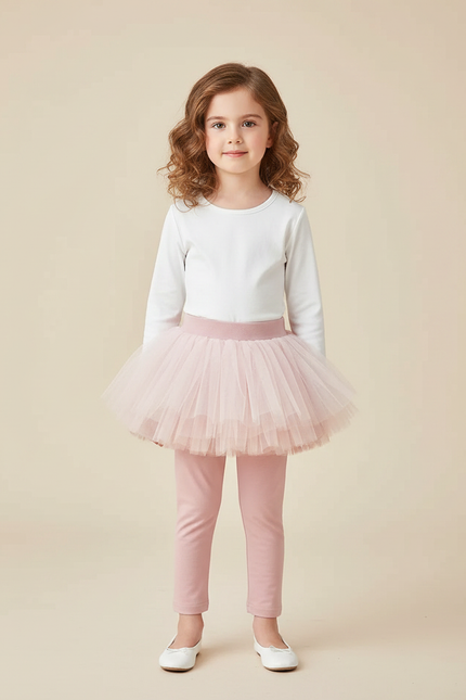 Pantalon Jupe Rose Tutu Intégré Confortable Fille - Maille