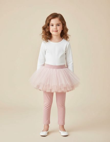 Pantalon Jupe Rose Tutu Intégré Confortable Fille - Maille