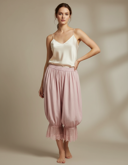 Pantalon Jupe Rose Bouffant Dentelle Fluide - Viscose