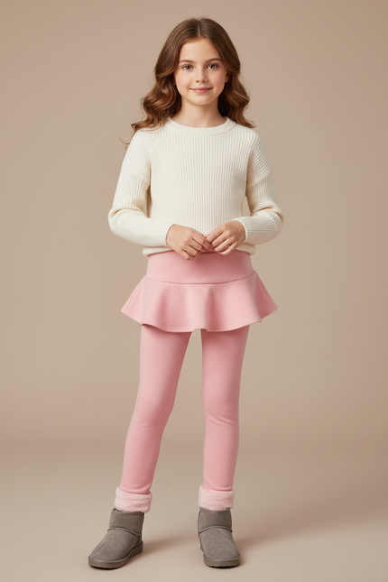 Pantalon Jupe Rose Polaire Chaude Intégrée Fille - Molleton