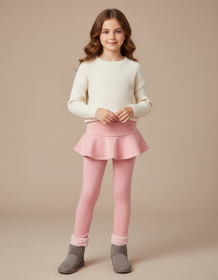 Pantalon Jupe Rose Polaire Chaude Intégrée Fille - Molleton