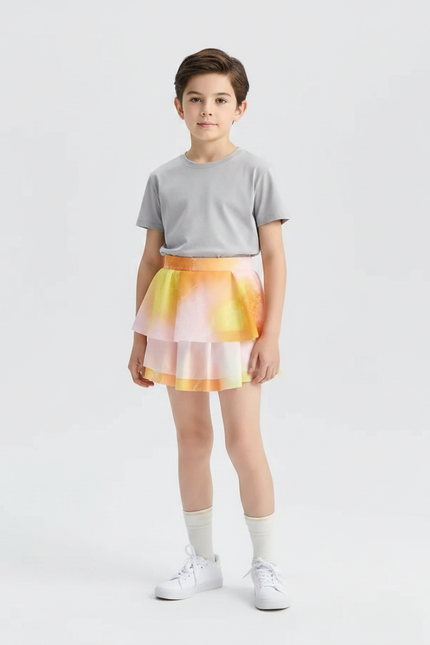 Pantalon Jupe Multicouche Dégradé Pastel Intégré Enfants - Multicolore Polyester