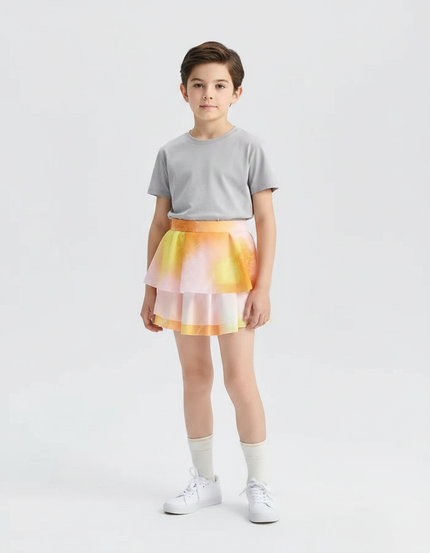 Pantalon Jupe Multicouche Dégradé Pastel Intégré Enfants - Multicolore Polyester