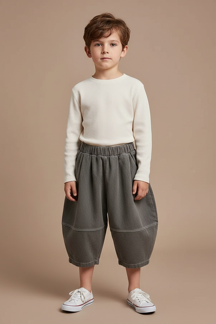 Pantalon Jupe Harem Gris Ample Coton Enfant - Molleton