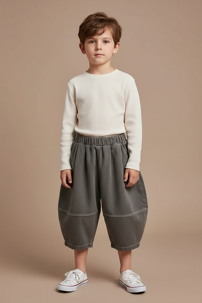 Pantalon Jupe Harem Gris Ample Coton Enfant - Molleton