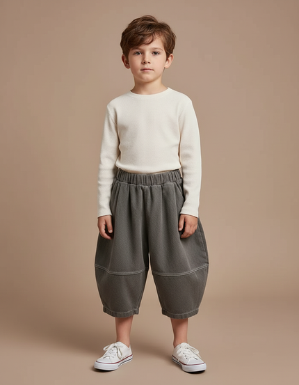 Pantalon Jupe Harem Gris Ample Coton Enfant - Molleton
