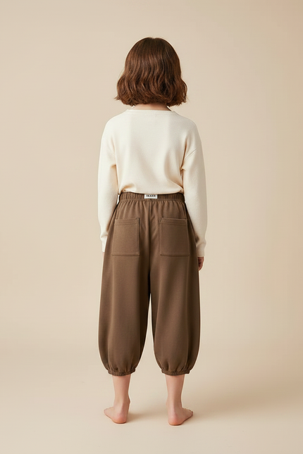 Pantalon Jupe Marron Ample Coton Confortable Enfant - Molleton - vue 2