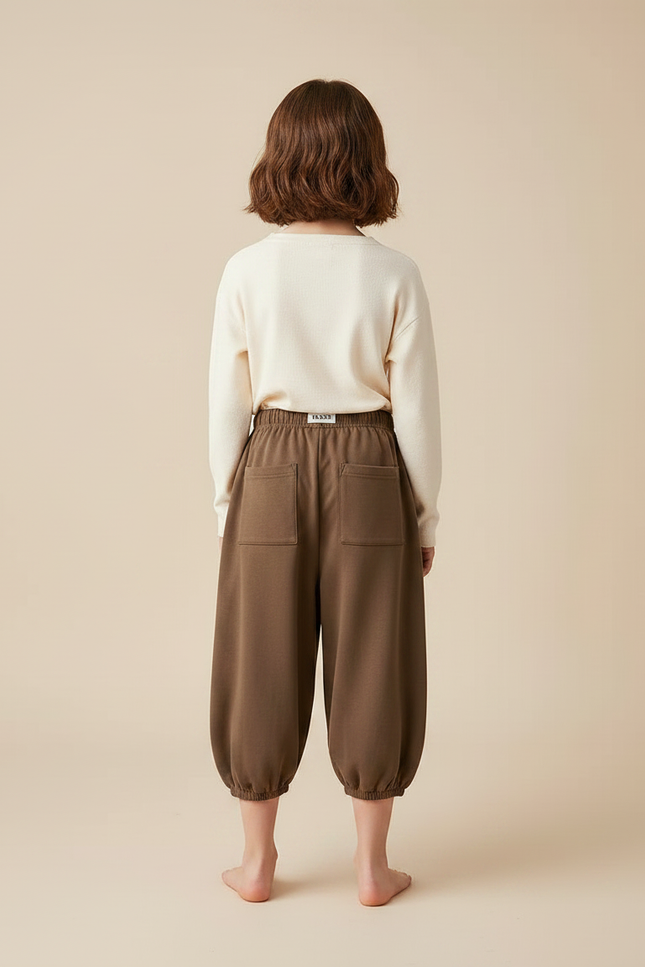 Pantalon Jupe Marron Ample Coton Confortable Enfant - Molleton - vue 2