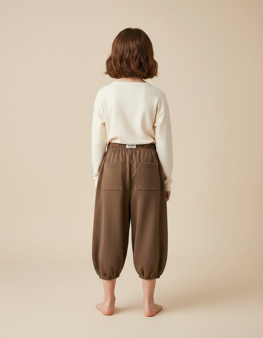 Pantalon Jupe Marron Ample Coton Confortable Enfant - Molleton - vue 2