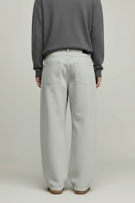 Pantalon Jupe Gris Clair Coton Ample Déstructuré - Jean - vue 2