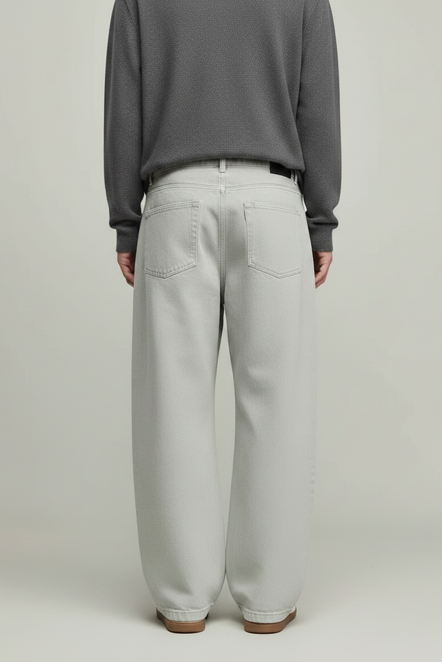 Pantalon Jupe Gris Clair Coton Ample Déstructuré - Jean - vue 2