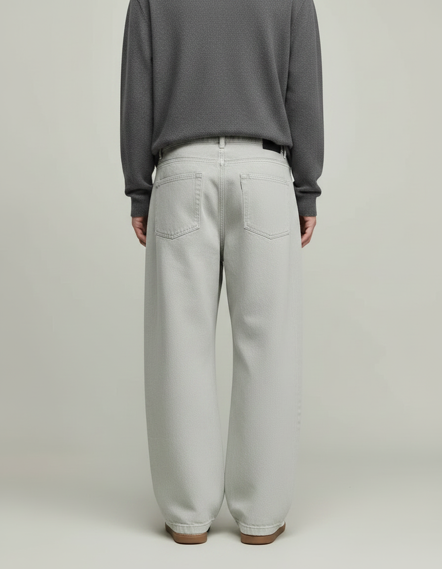 Pantalon Jupe Gris Clair Coton Ample Déstructuré - Jean - vue 2