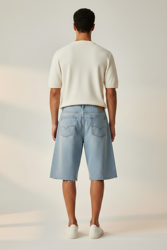 Pantalon Jupe Jean Bleu Flammes Strass Décontracté - vue 2