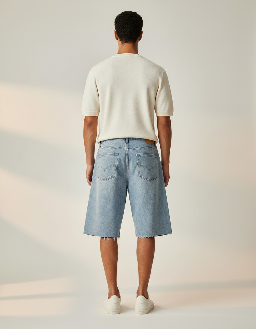 Pantalon Jupe Jean Bleu Flammes Strass Décontracté - vue 2